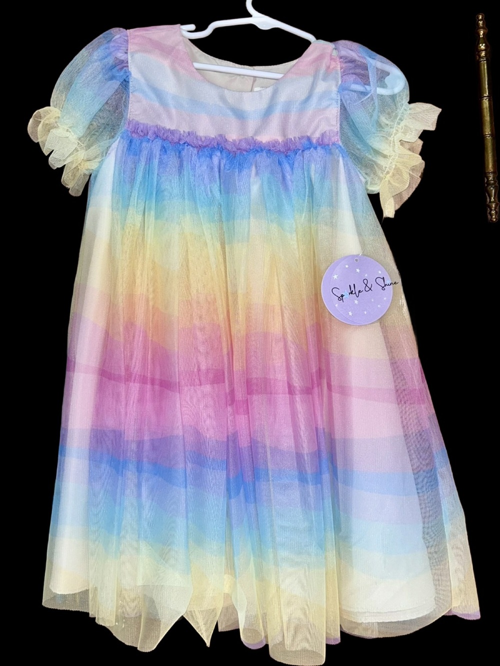 Sparkle & Shine Ombre Mesh Rainbow Dress. Size 5T. NWT